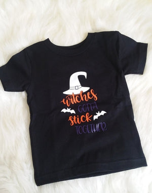 Witches Gotta Stick Together Girls Shirt Halloween