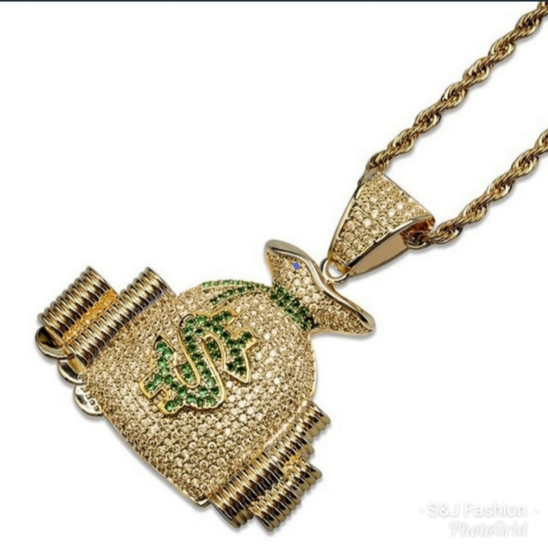 Iced Out Money Bag Chain