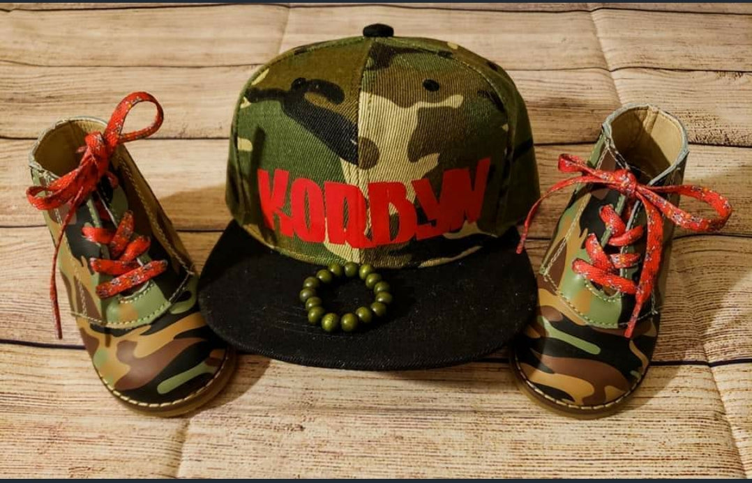 Camo & Black Snapback Hat