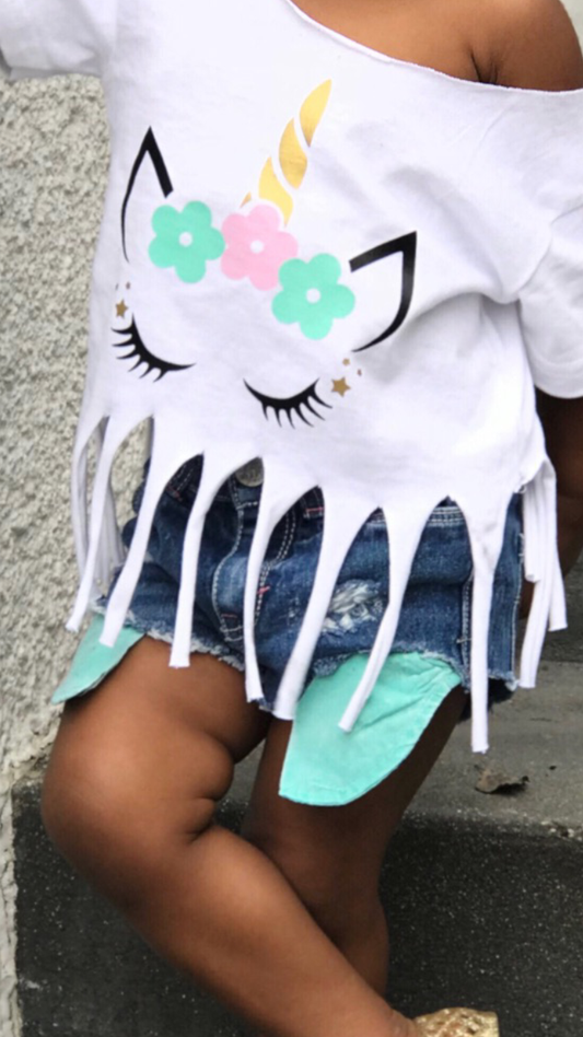 Mint Pocket Girls Distressed Jeans Shorties