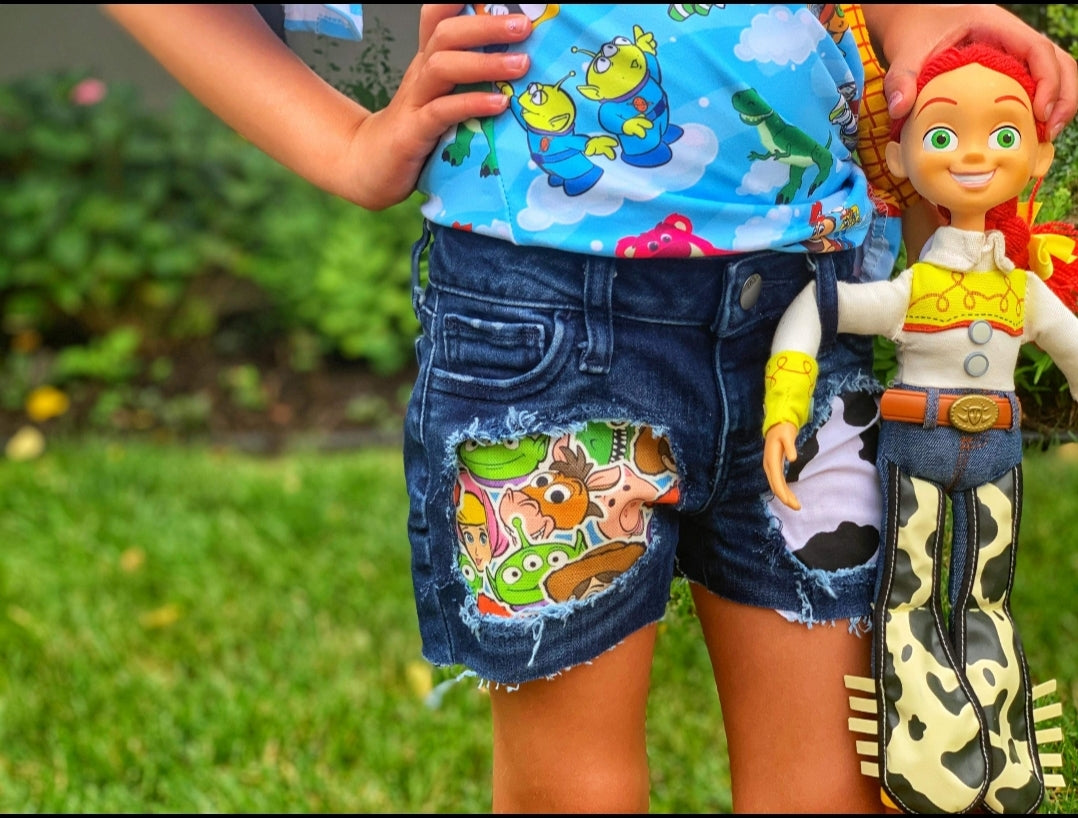 Toy Story Girls Distressed Jeans Shorts