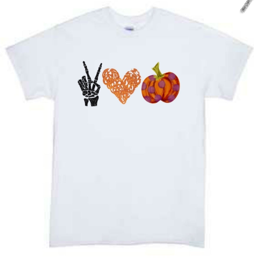 Peace Love Pumpkin Halloween Girls Shirt