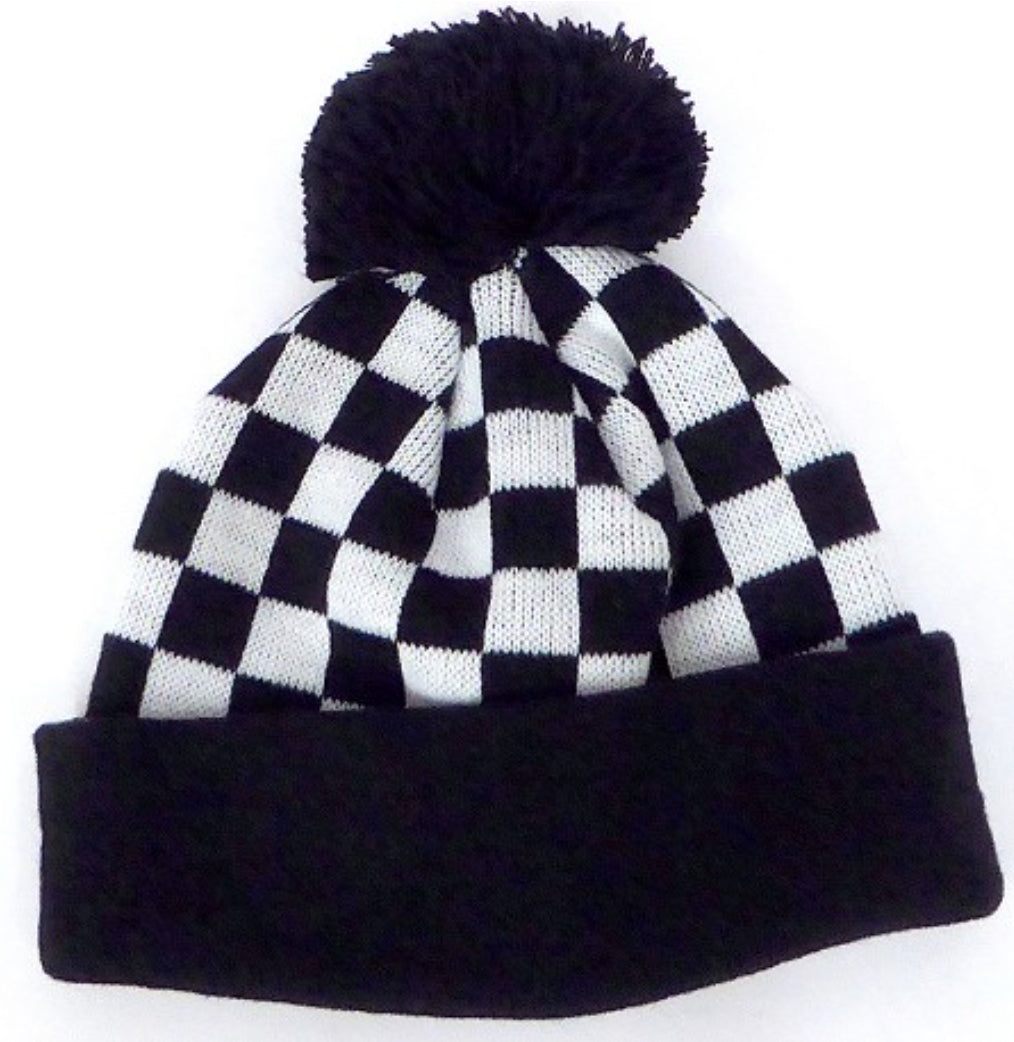 Checker Pom Beanie