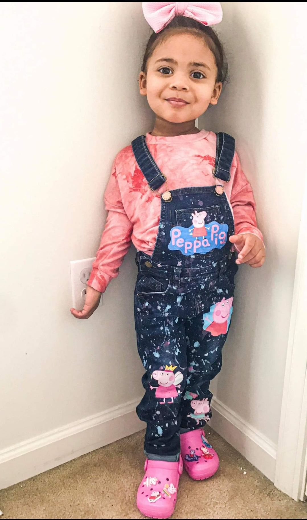 Peppa Pig Paint Splatter Overalls Jumper Girls Boys