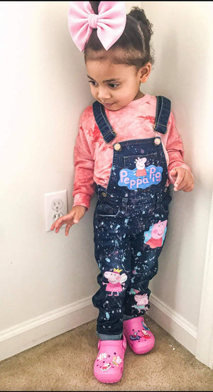 Peppa Pig Paint Splatter Overalls Jumper Girls Boys