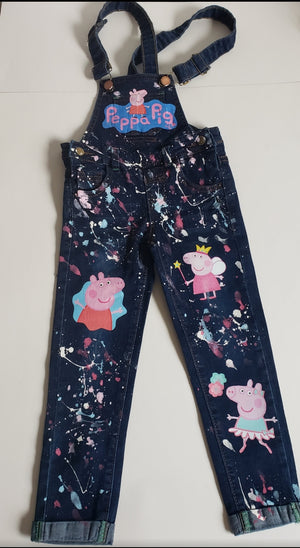 Peppa Pig Paint Splatter Overalls Jumper Girls Boys