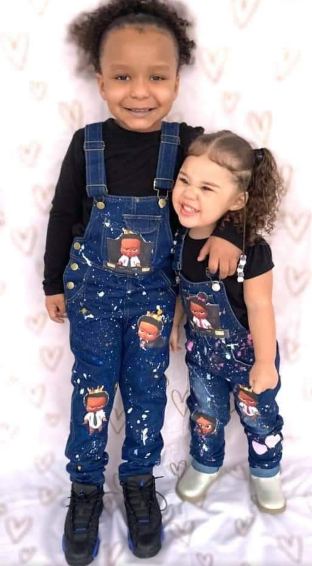 Boss Baby Boy Paint Splatter Overalls Jumper Girls Boys