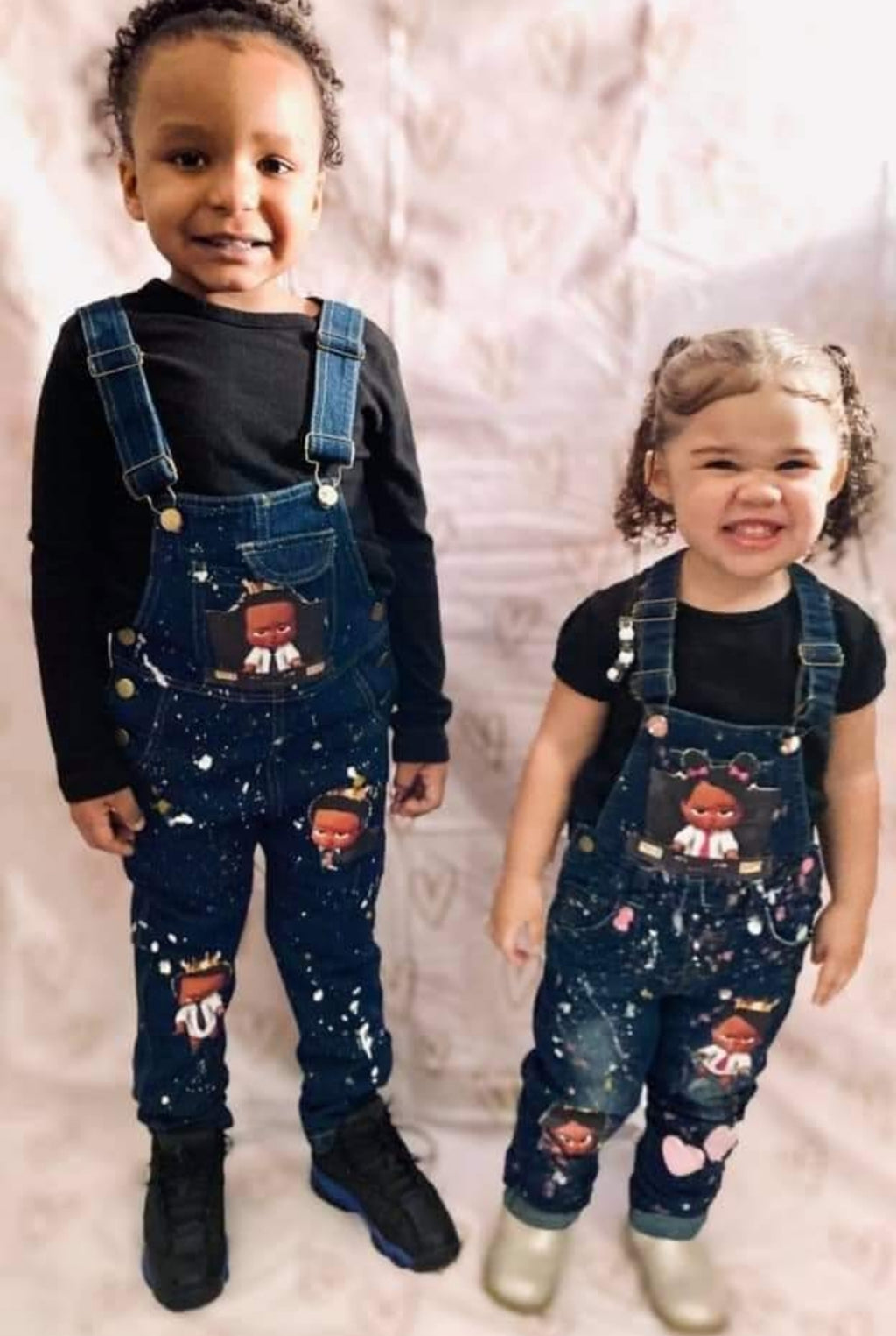 Boss Baby Girl Paint Splatter Overalls Jumper Girls Boys