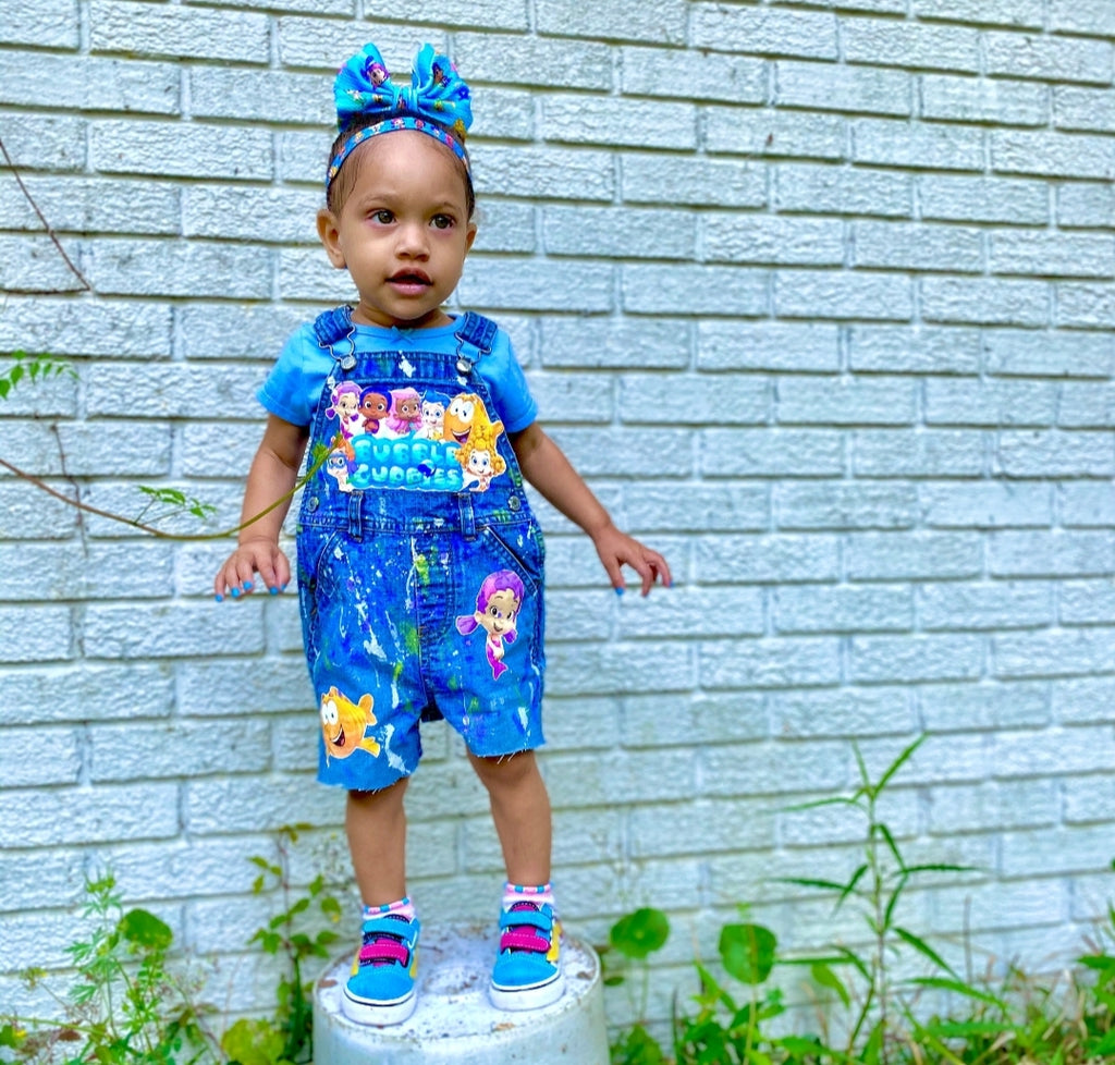 Bubble Guppies Paint Splatter Overalls Jumper Girls Boys