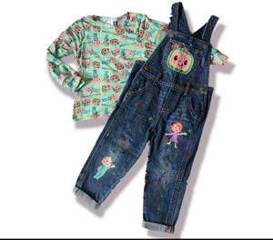 Cocomelon Paint Splatter Overalls Jumper Girls Boys