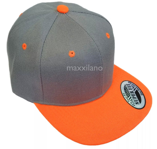 Grey & Neon Orange Snapback Hat