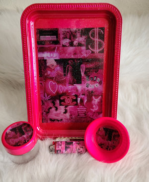 Pink Aestheic Rolling Trays 4pc