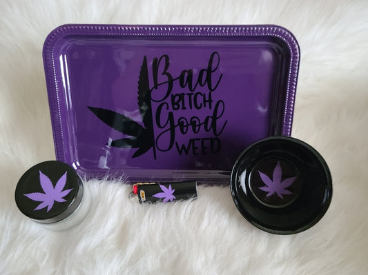 Bad Bitch Good Weed Rolling Trays 4pc