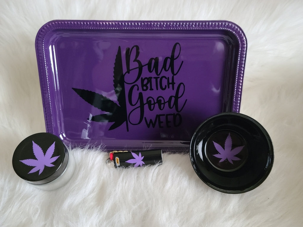 Bad Bitch Good Weed Rolling Trays 4pc