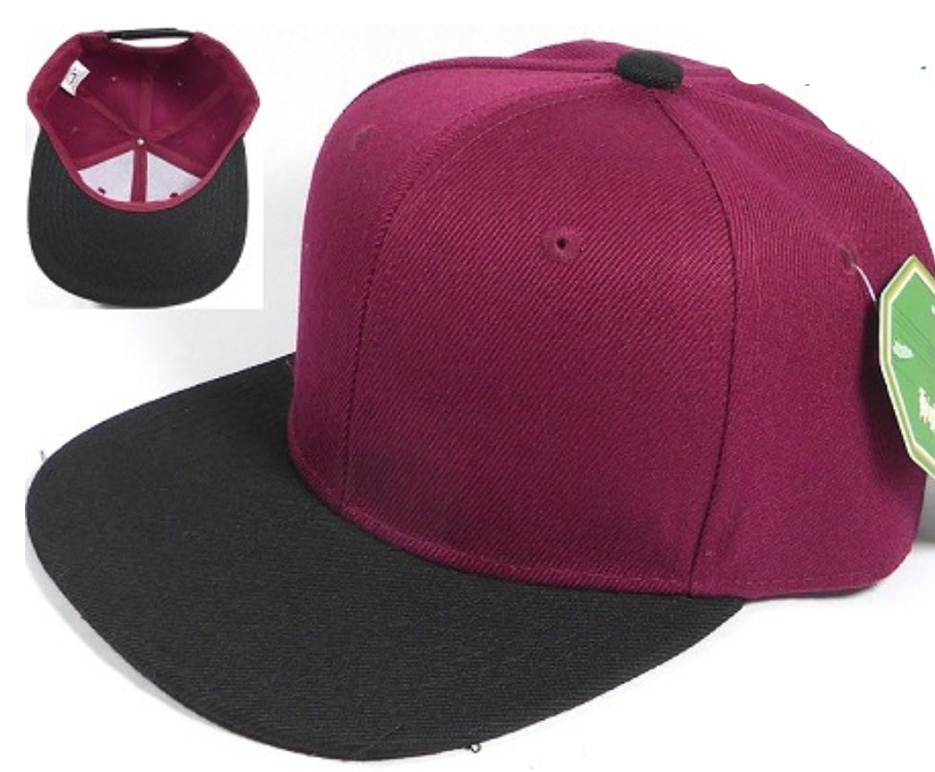 Burgundy & Black Snapback Hat