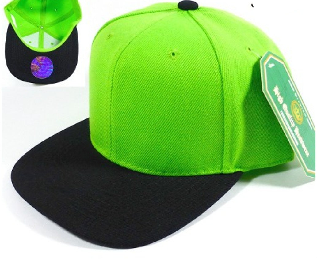 Lime Green & Black Snapback Hat