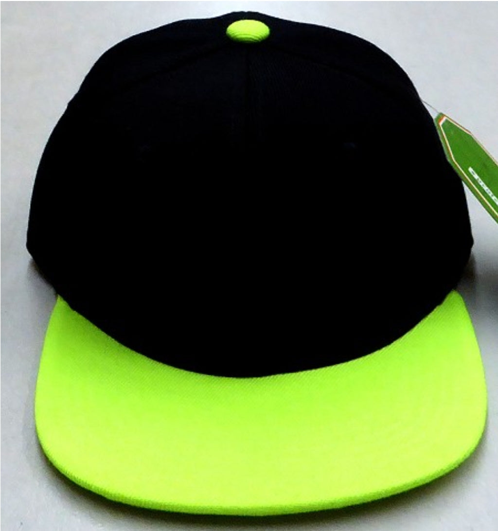 Black & Neon Yellow Snapback Hat