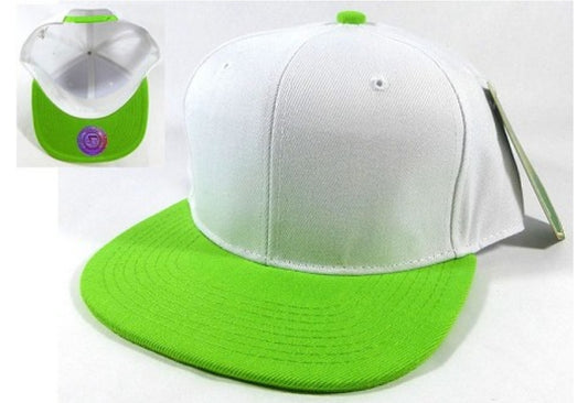 White & Lime Snapback Hat