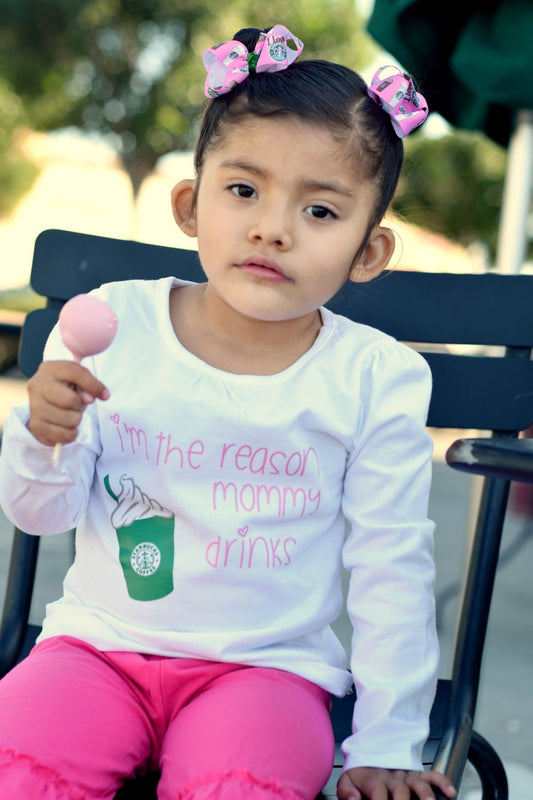 I'm the reason mommy drinks Starbucks Long Sleeve Girls Shirt