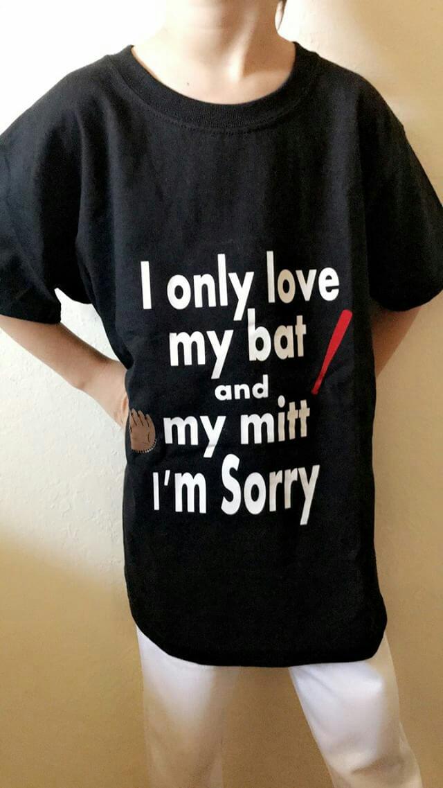 I only love my bat and my Mitt I'm sorry Baseball Boys Shirt Girls Shirt