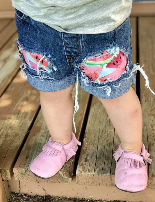 Watermelon Peeka Boo Girls Distressed Jeans Shorts