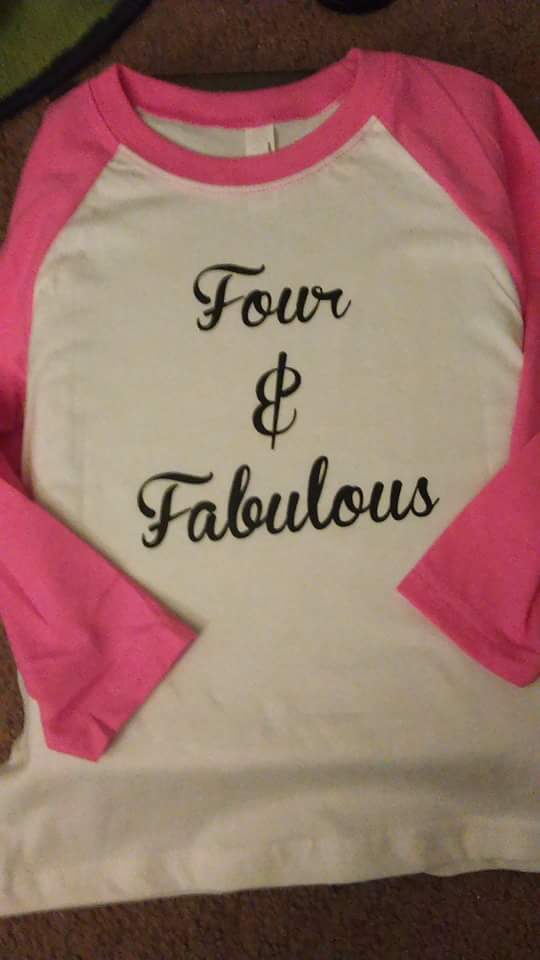 Four & Fabulous Birthday Raglan Girls Shirt