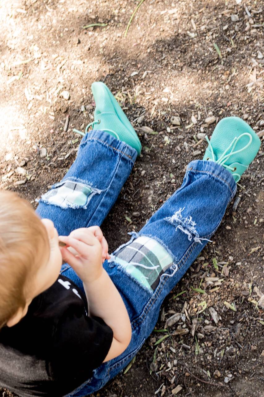 Mint Plaid Boys Distressed Jeans infant toddler tots