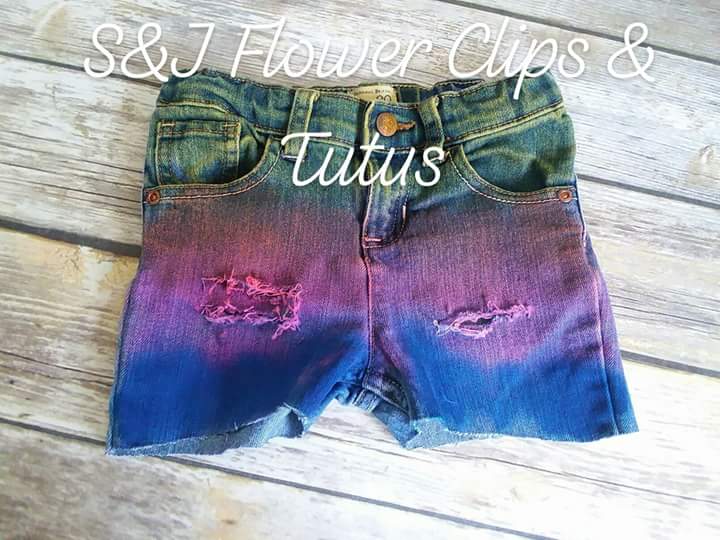 Neon Rainbow Girls Distressed Jeans Shorts
