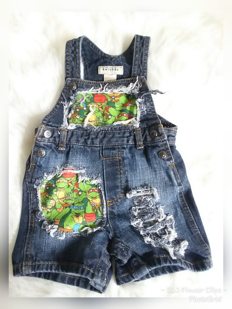 Ninja Turtle Distressed Overalls Shortalls Jumper