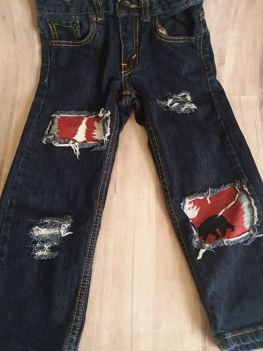 Boys Red Forset Distressed Jeans infant toddler tots
