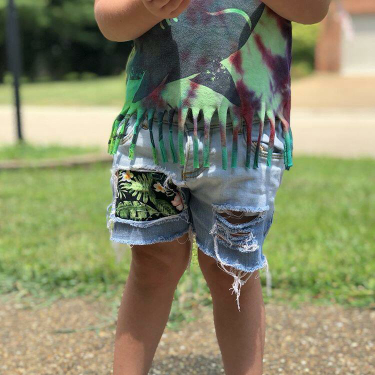 Hawaii Ombre Girls Distressed Shorts