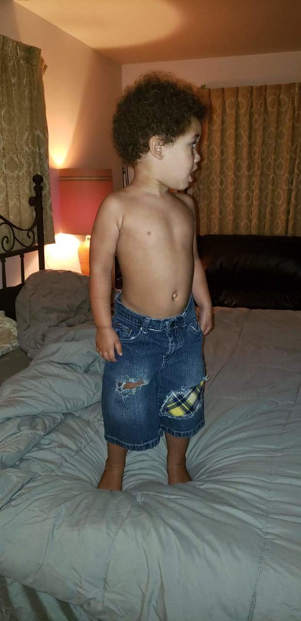 Yellow Blue Plaid Boys Distressed Jeans Shorts