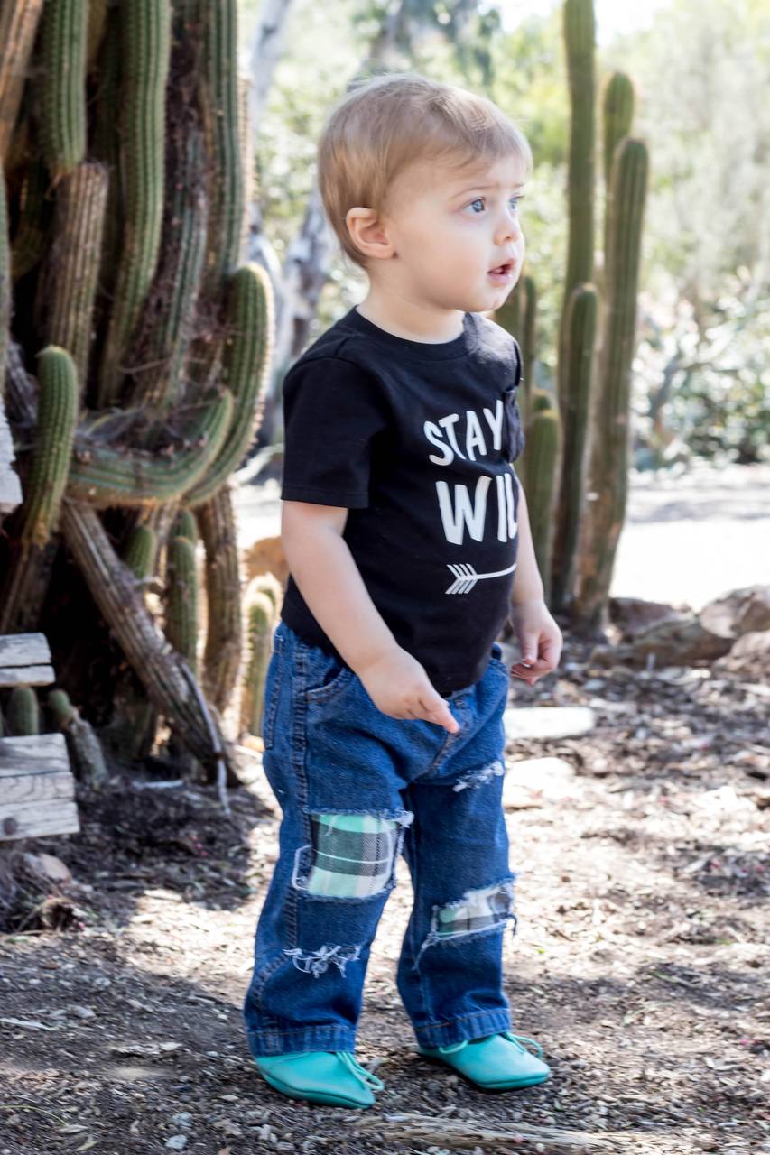 Mint Plaid Boys Distressed Jeans infant toddler tots