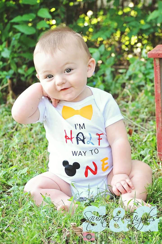 Mickey Mouse Half Birthday Onesie Boys Shirt Disney