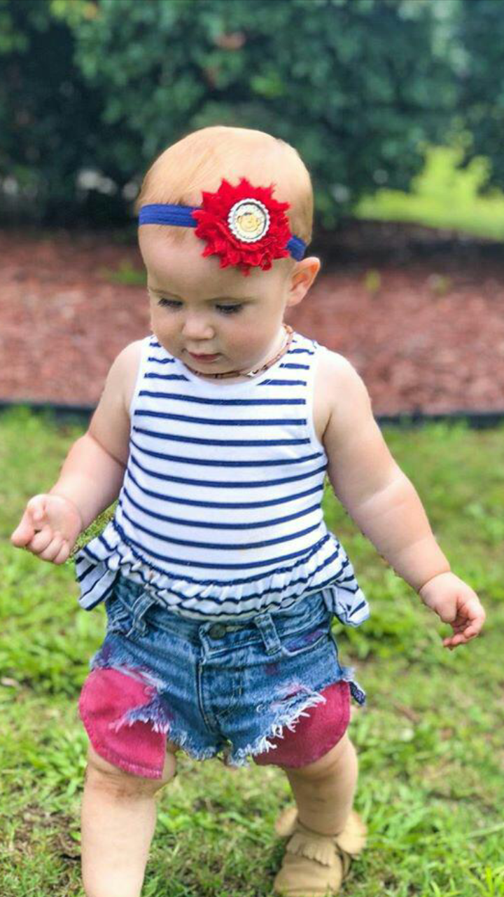 Red Pocket Girls Distressed Jeans Shorties