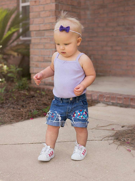 Rainbow Fish Girls Distressed jeans Shorts