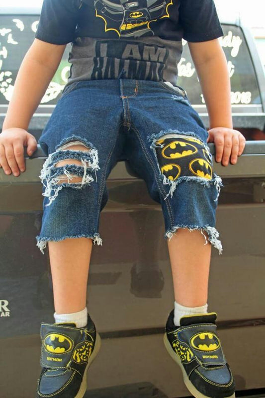 Batman Boys Distressed Jeans Shorts