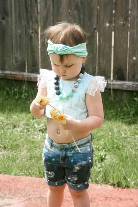 Studded Ombre Girls Distressed Jeans Shorts