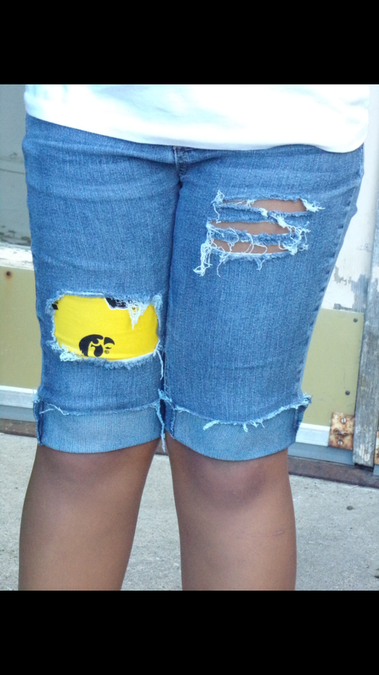 Iowa Hawkeyes Girls Distressed Shorts Jeans