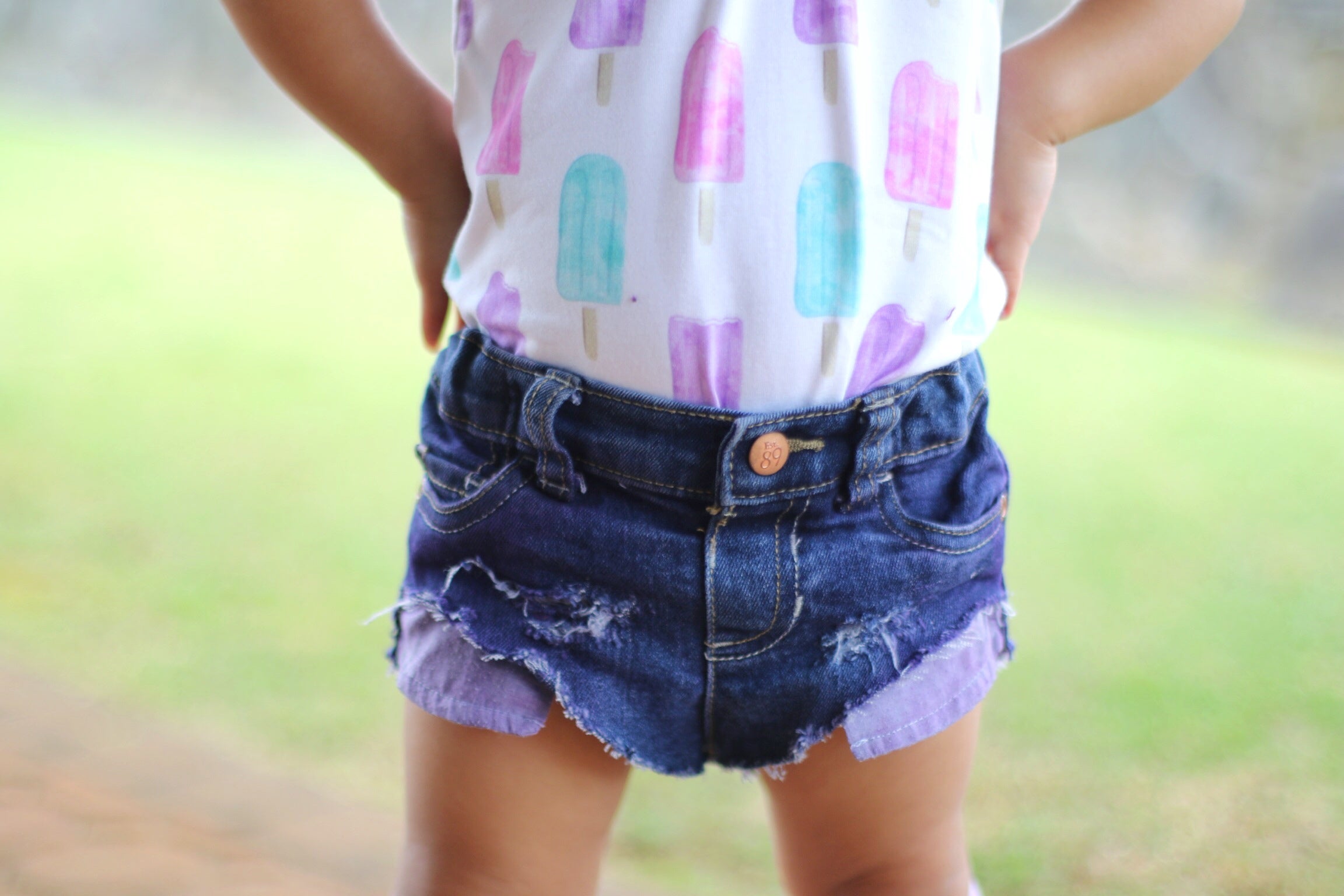 Light Purple Pocket Distressed Shorties