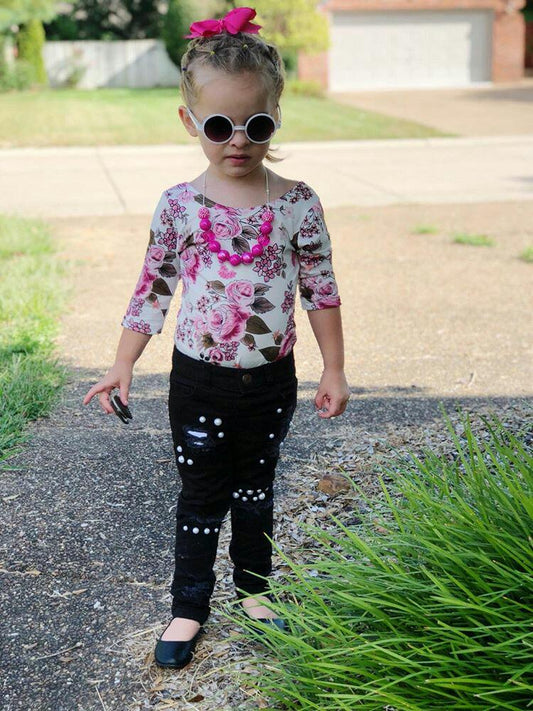 Girls Distressed Jeans Black Pearl