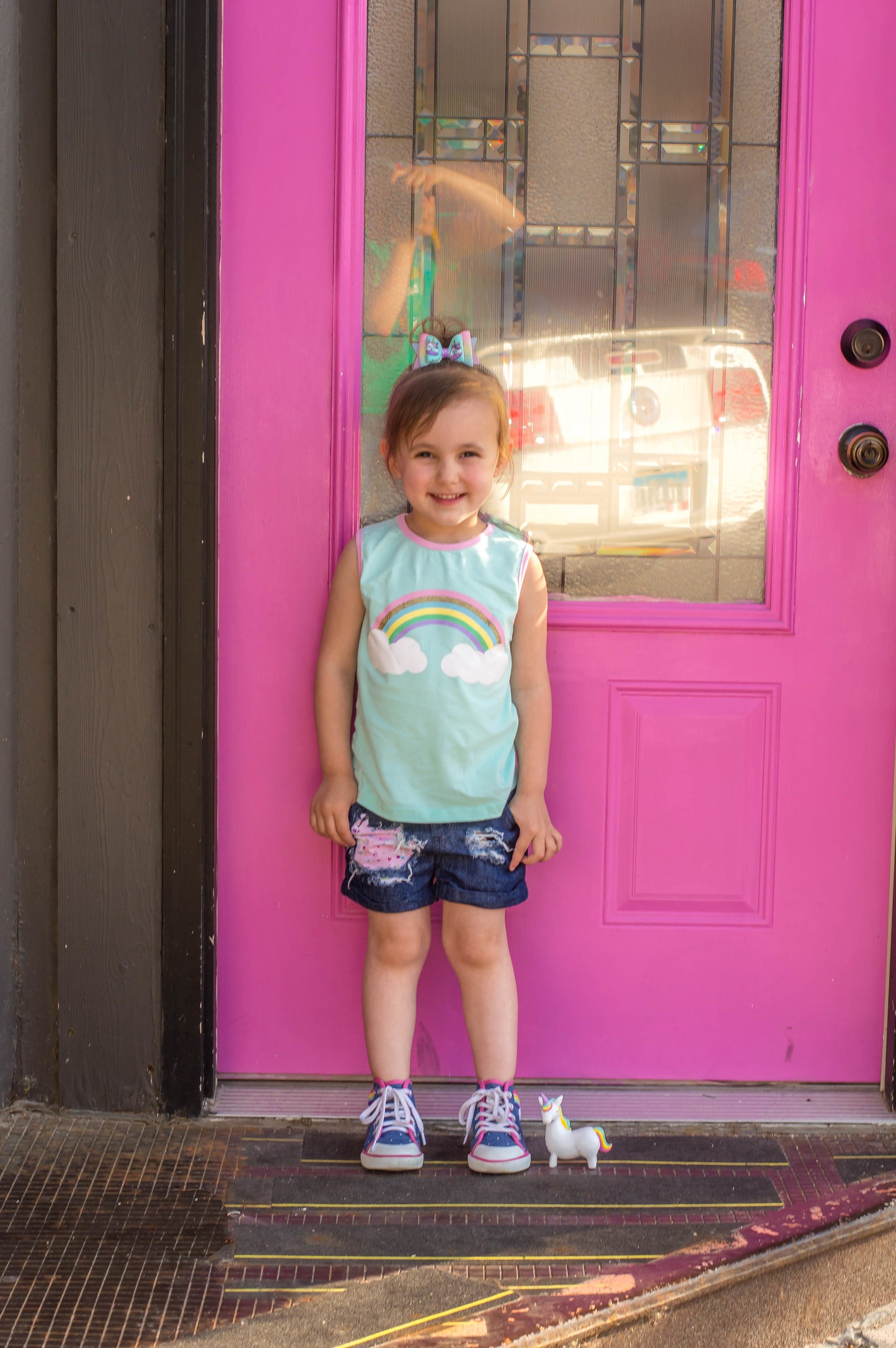 Unicorn Heart Girls Distressed Jeans Shorts