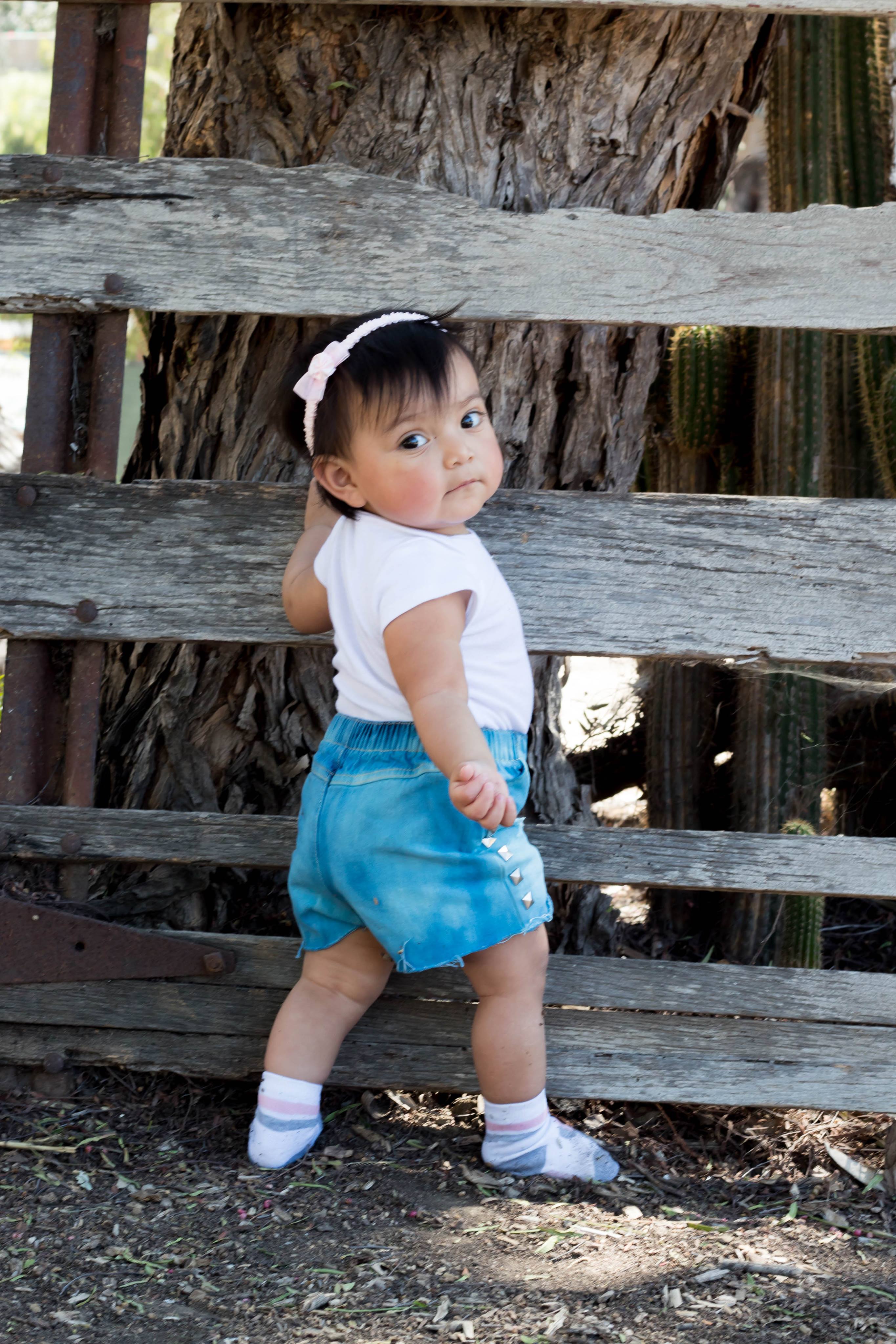 Blue Hand Dyed Girls Distressed Jeans Shorts