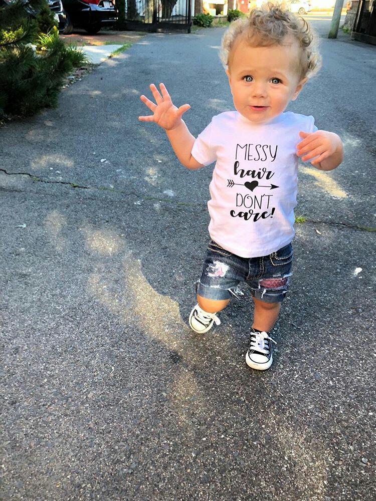 Messy Hair don't care Girls Shirt