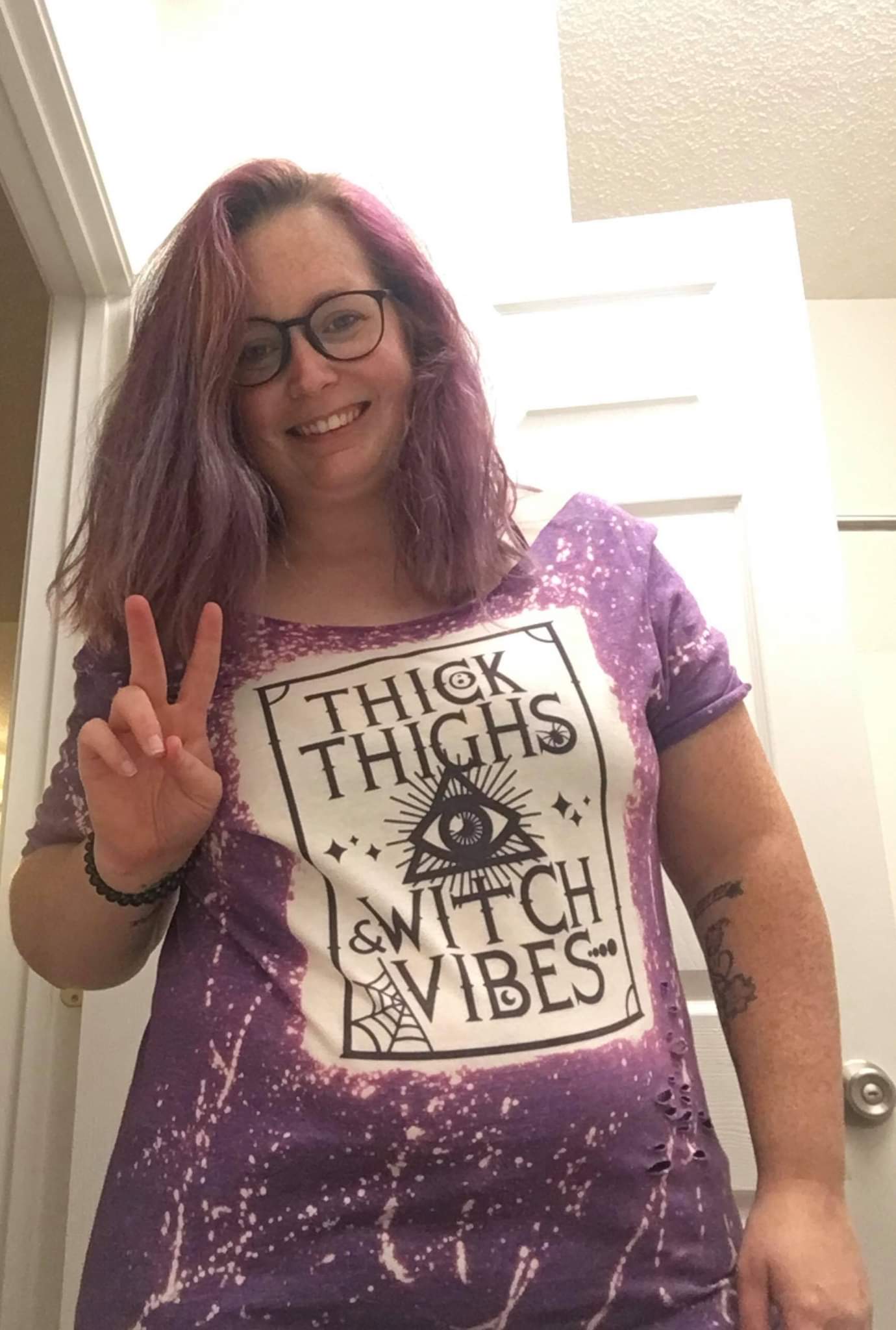 Thick Thighs Witch Vibes Ladies Shirt Girls Shirt Halloween