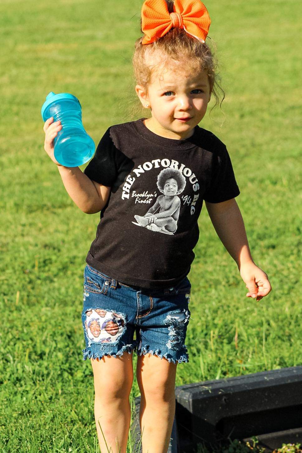 Tupac Girls Distressed Jeans Shorts