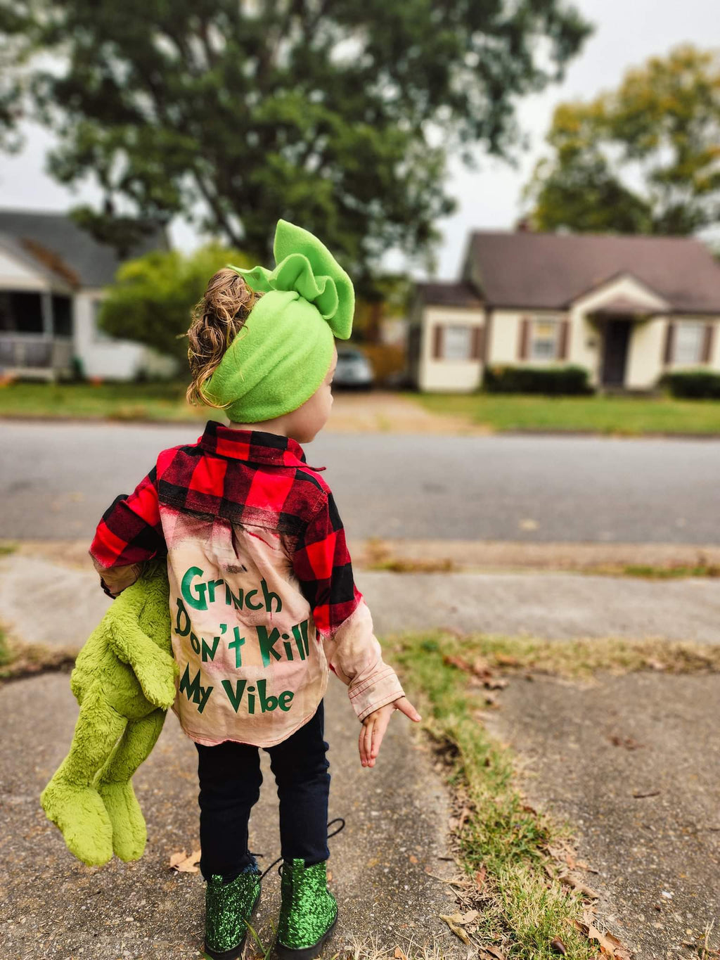 Grinch Don't Kill My Vibe Flannel Christmas