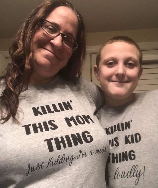 Killin This Mom Thing Killin This Kid Thing  Mommy and Me Ladies Shirt Girls Shirt Boys Shirt