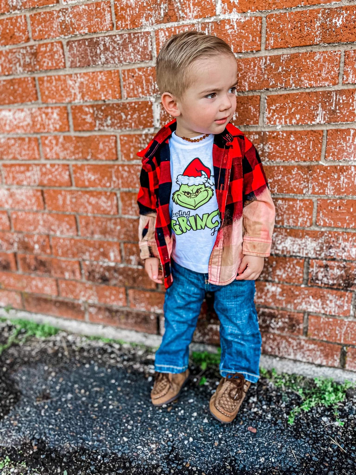 Grinch Flannel With Patch Christmas