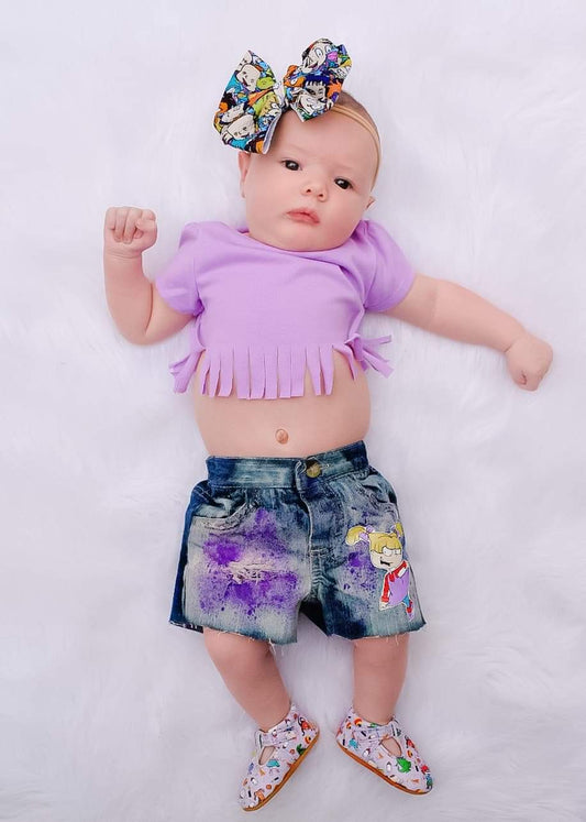 Rugrats Angelica Girls Distressed Jeans Shorts